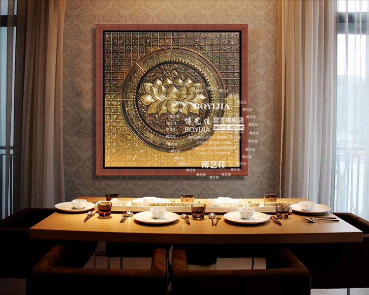 
                                        博艺佳 东南亚酒店 别墅家居挂画纯手绘泰式客厅装饰画壁炉画 B 80*80CM                
