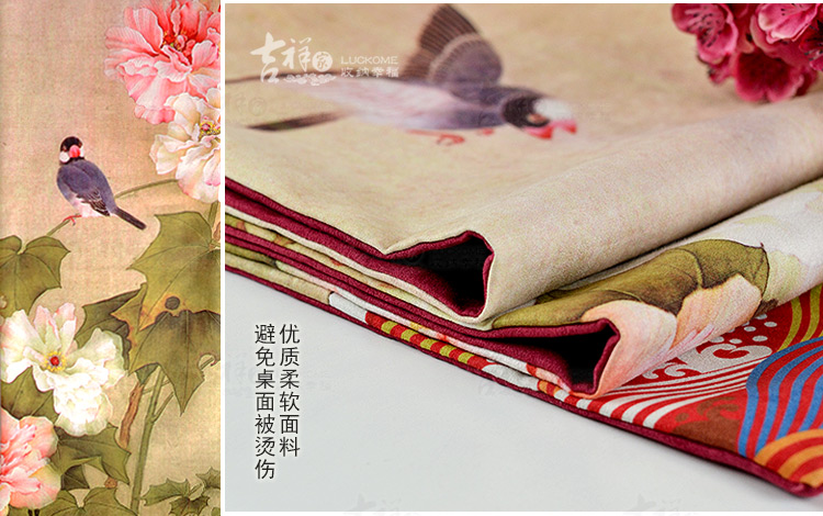 
                                        吉祥家 新中式桌布桌旗 春顾 水墨牡丹餐桌布 茶几布台布 花鸟床旗床尾巾 创意茶几桌布 桌旗春顾                