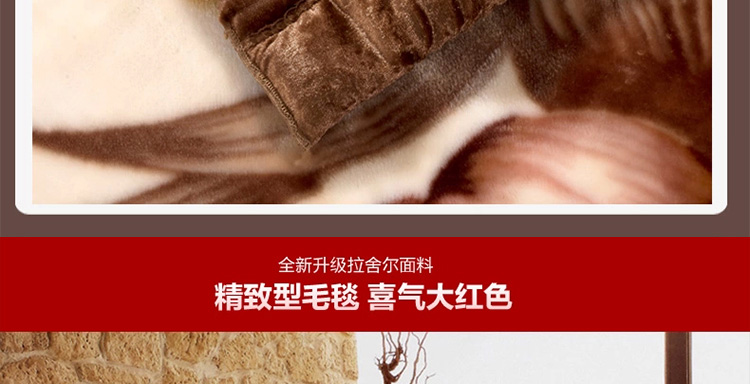 远梦家纺床品毯子婚庆拉舍尔双人双层加大加厚毛毯 驼色 180*230