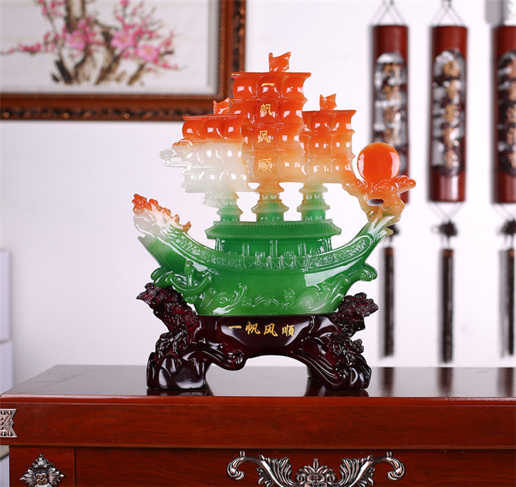 帆船摆件 一帆风顺 工艺装饰品 客厅办公室 开业乔迁商务礼品 中号一帆风顺 高约49cm