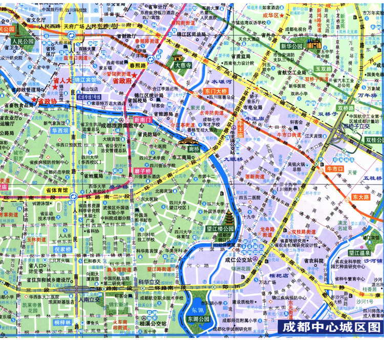 【双面防水】2018新 成都市地图街道详图 市区交通示意图 大幅面全 成图片