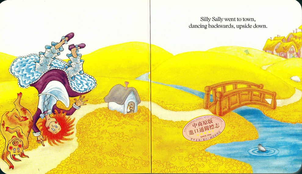 傻傻的莎莉 纸板书 英文原版 silly sally 廖彩杏书单韵文与歌谣
