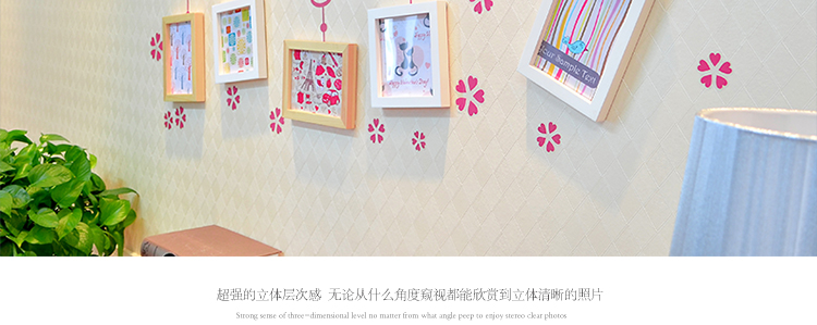图慕 进口实木照片墙+墙贴 家装小资相框画框相片框 创意组合GT-6 白色小清新组合