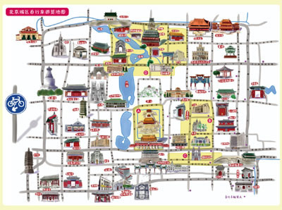 逍遥游手绘系列地图:骑单车逛京城
