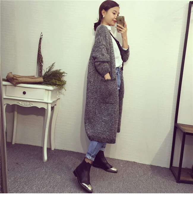 TAOYEE 秋冬新款韩版长款针织开衫女宽松毛