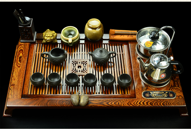 金灶V212A茶具鸡翅木茶盘四合一宜兴紫砂汝瓷茶道套装泡茶机 金灶V212A+三羊开泰