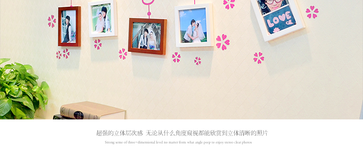 图慕 进口实木照片墙+墙贴 家装小资相框画框相片框 创意组合GT-6 白色小清新组合
