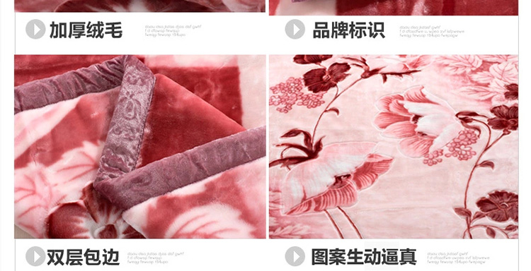 远梦家纺床品毯子婚庆拉舍尔双人双层加大加厚毛毯 驼色 180*230