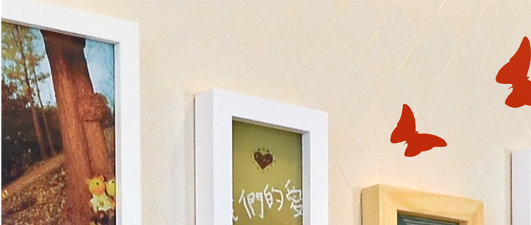 
                                        慕格 实木心形照片墙 28框相框墙 相框创意组合 HD-028 心形白原胡思念混搭                
