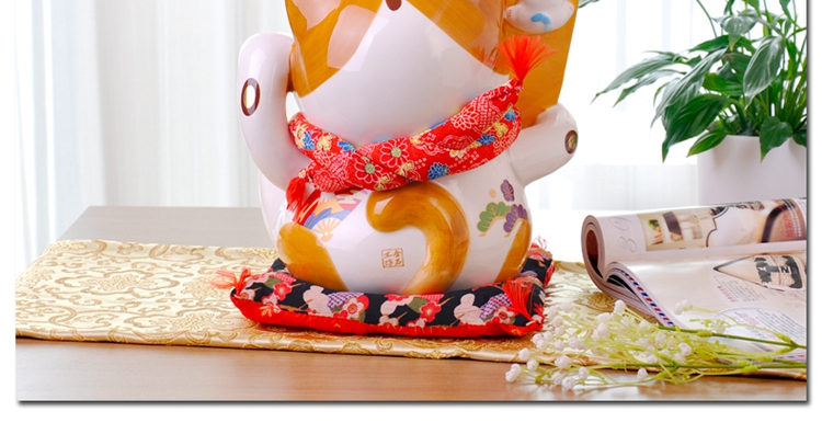 
                                        金石工坊 福来招财睁眼猫存钱罐大号陶瓷招财猫装饰摆件开业乔迁送礼收银台摆设包邮SC1012                
