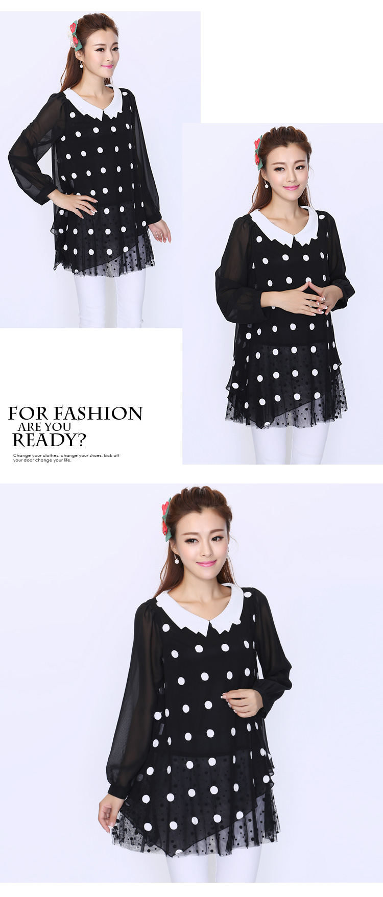 Luo Shani flower code women thick mm autumn replacing the new 2014 false two chiffon dot patterns 8739 Black 3XL shirt picture, prices, brand platters! The elections are supplied in the national character of distribution, so action, buy now enjoy more preferential! As soon as possible.