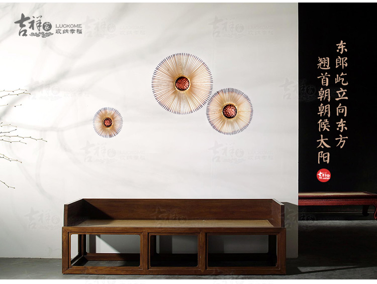 
                                        吉祥家 现代新中式铁艺墙饰 金乌 沙发背景墙挂饰 玄关挂件金色壁饰组合 家居餐厅装饰画 金乌-九转功成                