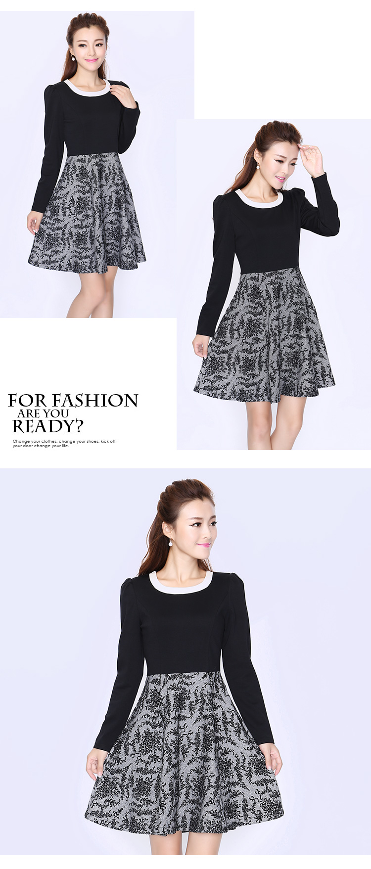 Shani flower lo xl women 200 catties king 2015 Autumn replacing new round-neck collar long-sleeved dresses 8735 Black 3XL picture, prices, brand platters! The elections are supplied in the national character of distribution, so action, buy now enjoy more preferential! As soon as possible.