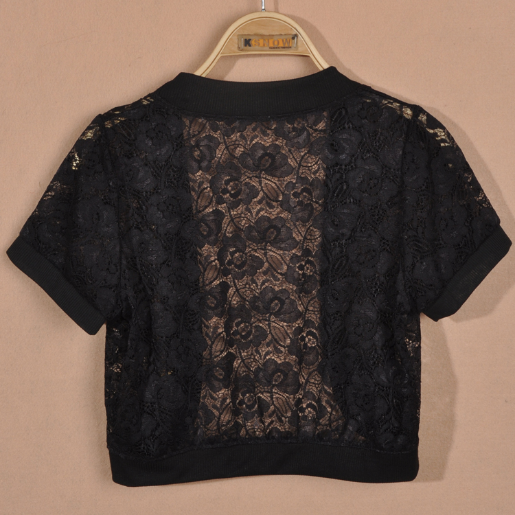 千堆雪蕾丝<em>开衫女夏薄短袖</em>空调衫镂空小坎肩短