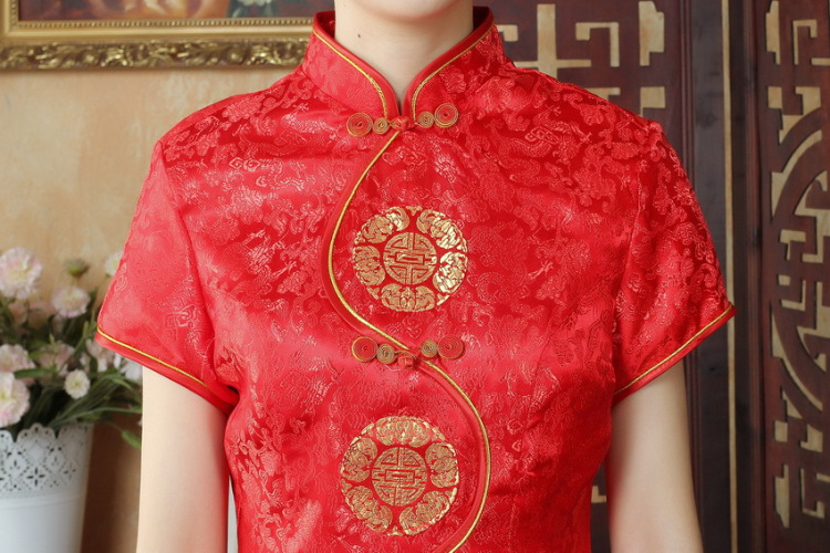 The frequency response, Ms. Tang cheongsam dress with a collar damask long cheongsam dress dresses red 3XL pictures, price, brand platters! Elections are good character, the national distribution, so why buy now enjoy more preferential! Health