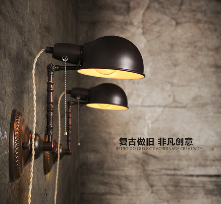 
                                        【kc灯具】北欧创意壁灯loft复古老式墙壁灯饰餐厅咖啡馆壁灯 赠A19-4W灯泡                