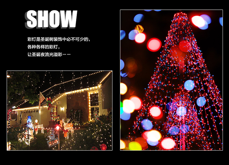 仕彩  LED灯满天星彩灯  带尾插长约8米 玻璃灯泡 圣诞婚庆家居节日舞台场景布置装饰灯 水晶圣诞树灯不带插尾