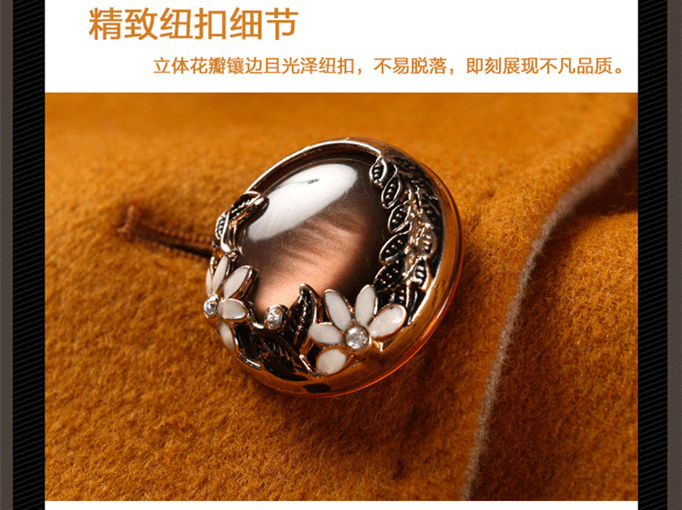 妙孜2015秋冬新款修身中长款西装领毛呢大衣外套大码中长款呢子大衣 黄色 XXXL