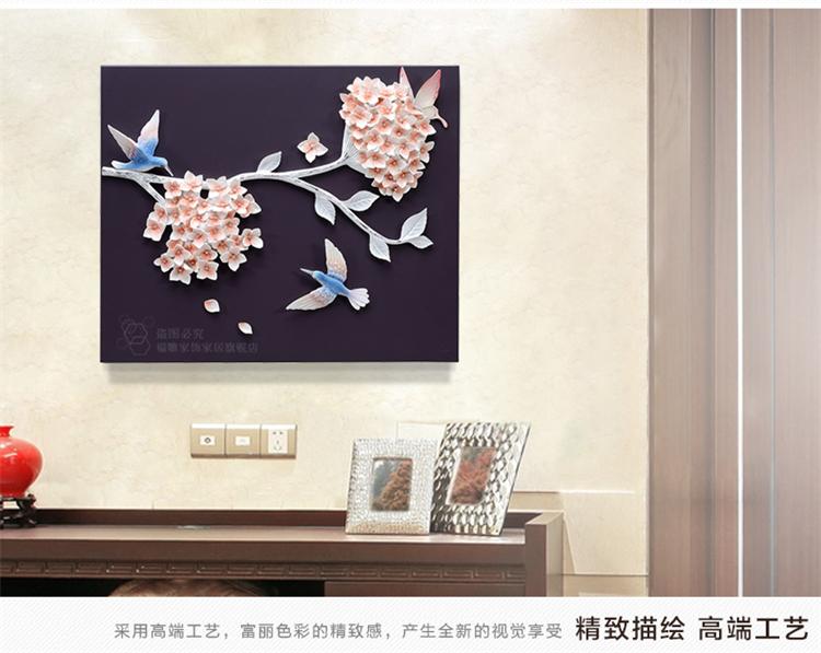福雕家饰 餐厅电表箱配电箱装饰画无框遮挡现代简约 花团锦簇电表箱紫色底板 49.5cm*59.5cm