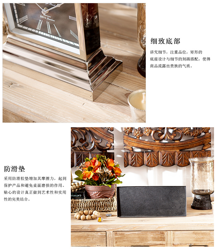 
                                        奇居良品（CREATE FOR LIFE） 印度进口现代书房装饰钟表 加里方形金属座钟                