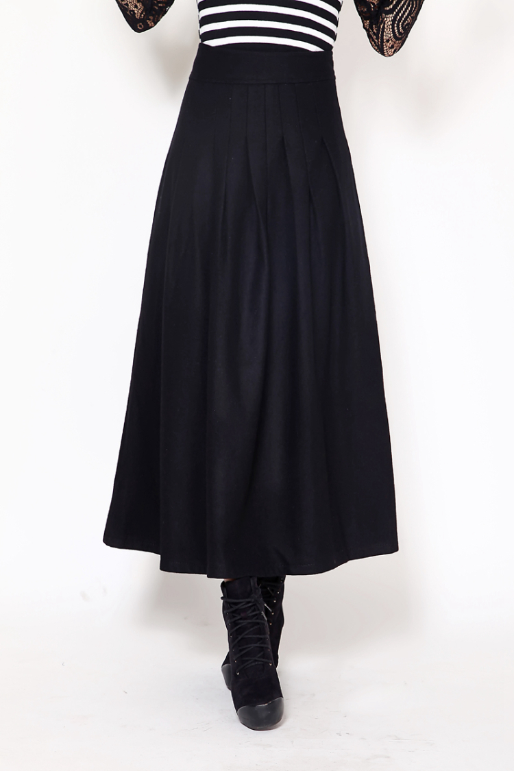 芮婕服装店*2014秋冬新款大码修身显瘦毛呢裙子半身裙中长百褶裙女长裙 灰色 XXL