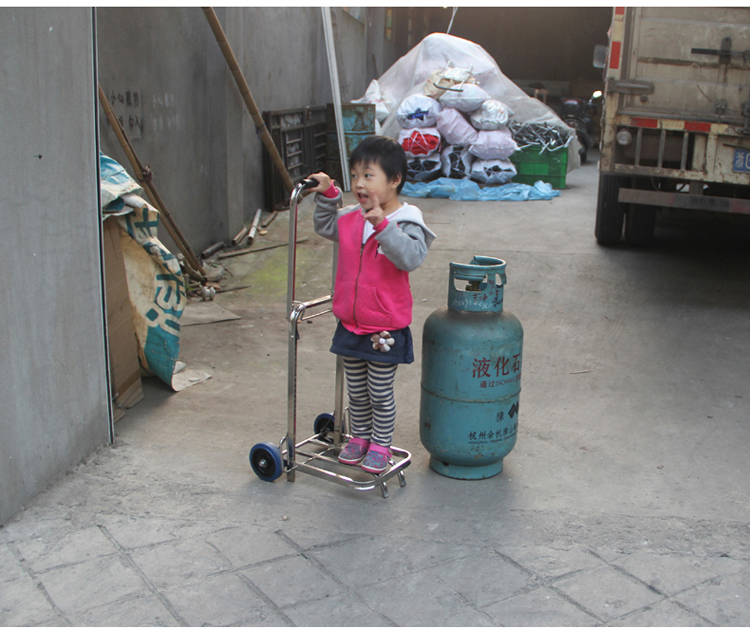 不锈钢行李车 便携拉杆车 折叠购物车 小拖车大载重 静音橡胶轮子 202大号