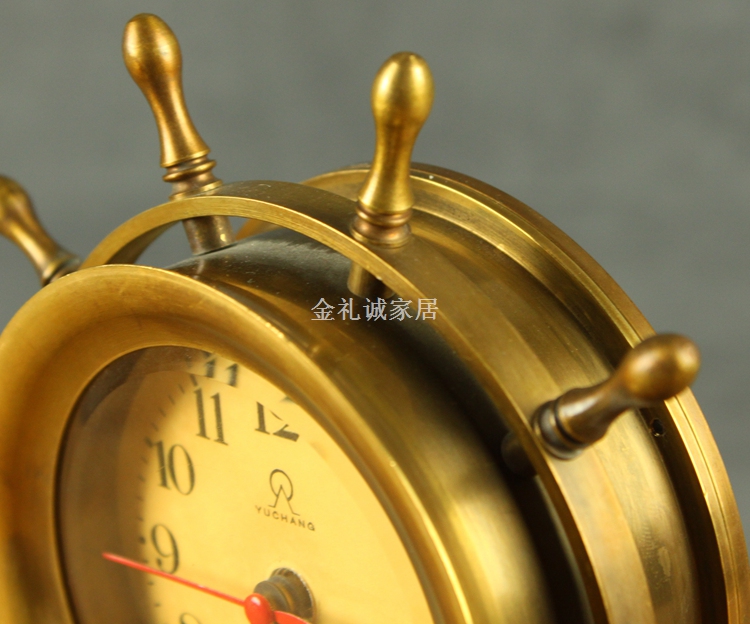 
                                        邸高家居 欧式座钟摆件 纯铜小钟表 样板间软装配饰品 机械时钟                