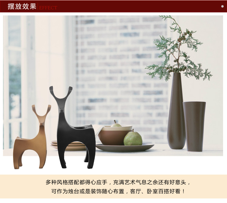 
                                        时光巴士 欧式家居摆件烛台装饰品客厅树脂工艺品情侣鹿装饰摆件 P91107                