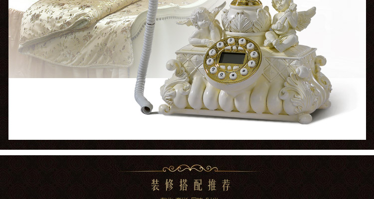 
                                        好心艺欧式仿古电话座机复古 创意家居装饰品摆件时尚家用电话机来电显示D07 丘比特淡金                