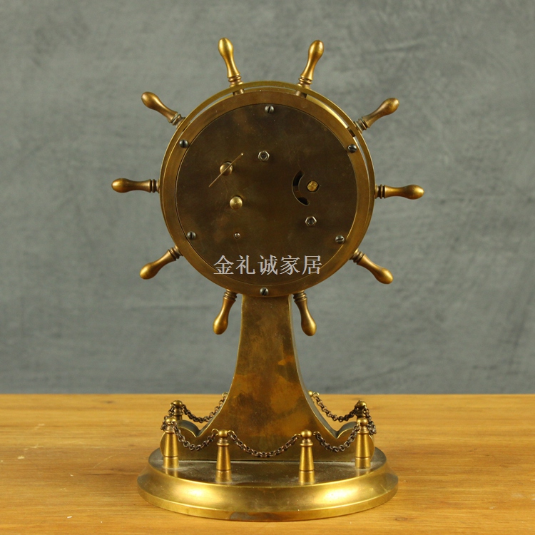 
                                        邸高家居 欧式座钟摆件 纯铜小钟表 样板间软装配饰品 机械时钟                