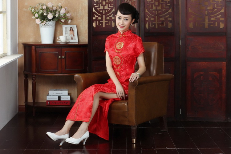 The frequency response, Ms. Tang cheongsam dress with a collar damask long cheongsam dress dresses red 3XL pictures, price, brand platters! Elections are good character, the national distribution, so why buy now enjoy more preferential! Health