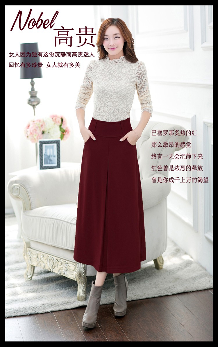 芮婕服装店*半身裙女装2014秋冬新款毛呢A字百褶裙半身长裙大码裙子 韩版伞裙 绿色 XXL