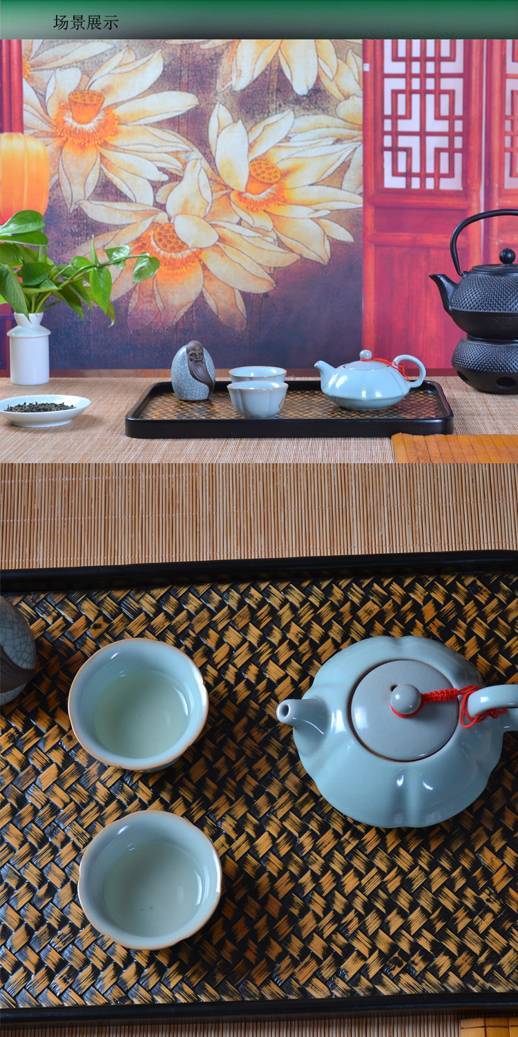 
                                        华威礼业 手工擦漆四方托盘小竹制茶盘茶托 单层茶海功夫茶具 大号防水奉茶盘 擦漆八角圆盘                