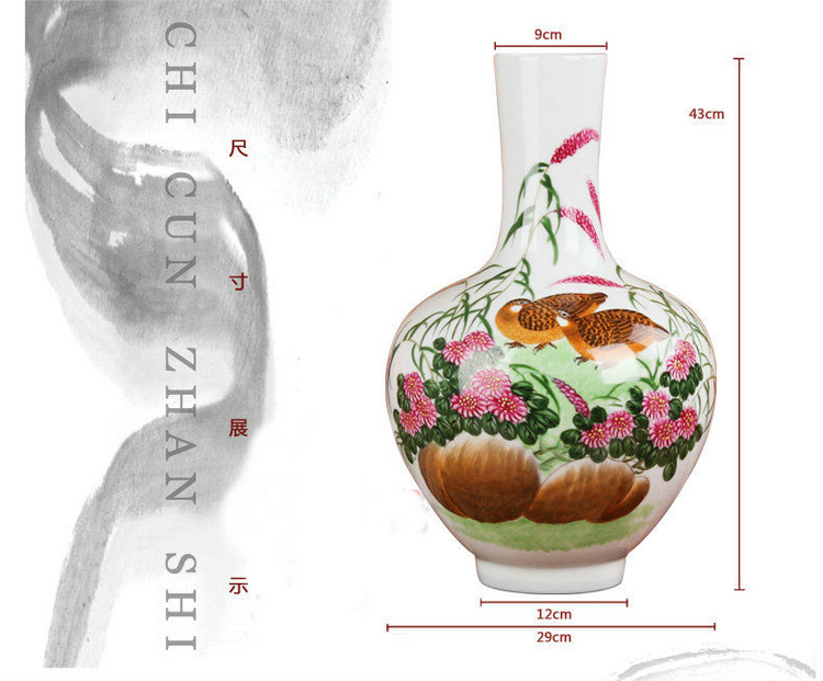 
                                                                                一米丫丫丫 家居时尚摆件 青花瓷粉彩手绘花瓶 景德镇陶瓷器 锦盒装 清风荷韵                