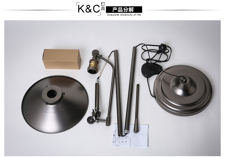 
                                        创意节日装饰KC灯具美式落地灯复古工业loft立式地灯卧室客厅书房创意钓鱼灯饰 含4瓦LED烟火灯泡                