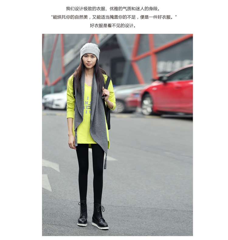 Amii【极简主义】2015新款修身百搭舒适弹力腰头打底裤大码女装4色11440384 黑色 S