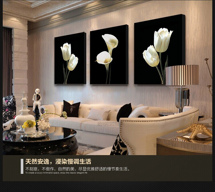 
                                        美美爱 现代壁画客厅装饰画简约无框画水晶金色年华挂画餐厅  25mm环保板 水晶膜 透明花百年好合三联 50*70CM                