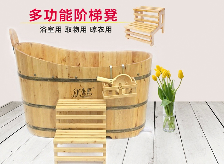 康熙柏木阶梯凳换鞋凳木桶浴缸踏凳 踏脚凳楼梯凳板凳实木脚凳双层凳kx-503