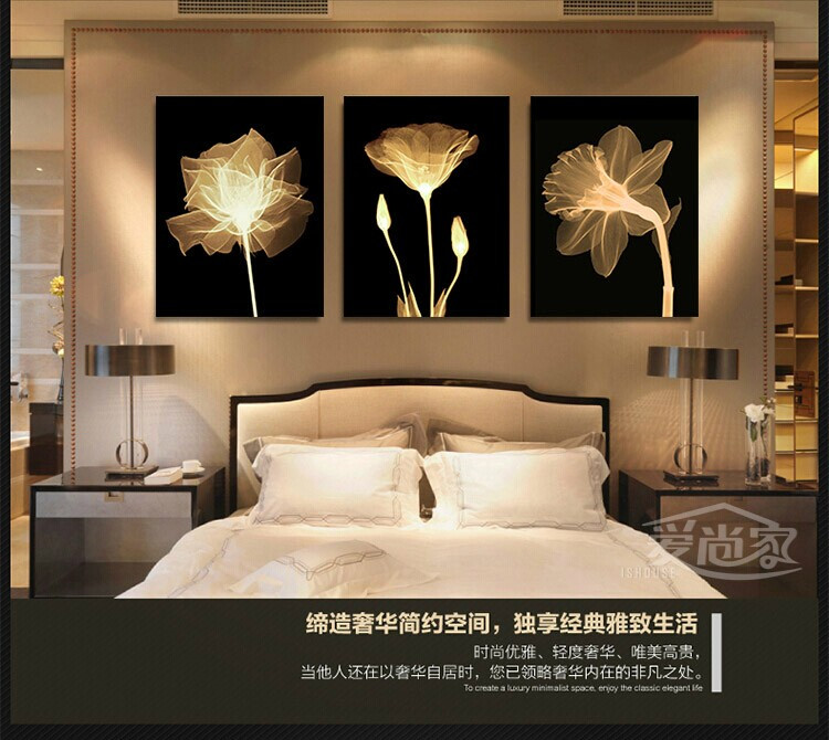 
                                        美美爱 现代壁画客厅装饰画简约无框画水晶金色年华挂画餐厅  25mm环保板 水晶膜 透明花百年好合三联 50*70CM                
