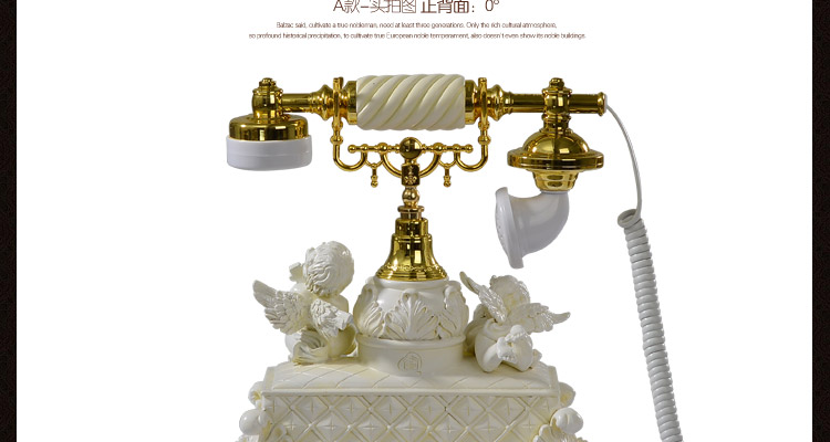 
                                        好心艺欧式仿古电话座机复古 创意家居装饰品摆件时尚家用电话机来电显示D07 丘比特淡金                