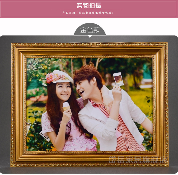 
                                        岱岳欧式实木相框挂墙 12寸24寸婚纱照相框拼图框 摆台画框定做 白拉丝 小30寸51X76CM                