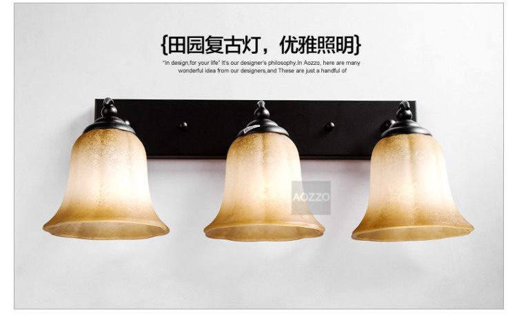 奥朵灯饰 欧式复古铁艺镜前灯卫生间灯浴室美式壁灯具WL30007 2朵