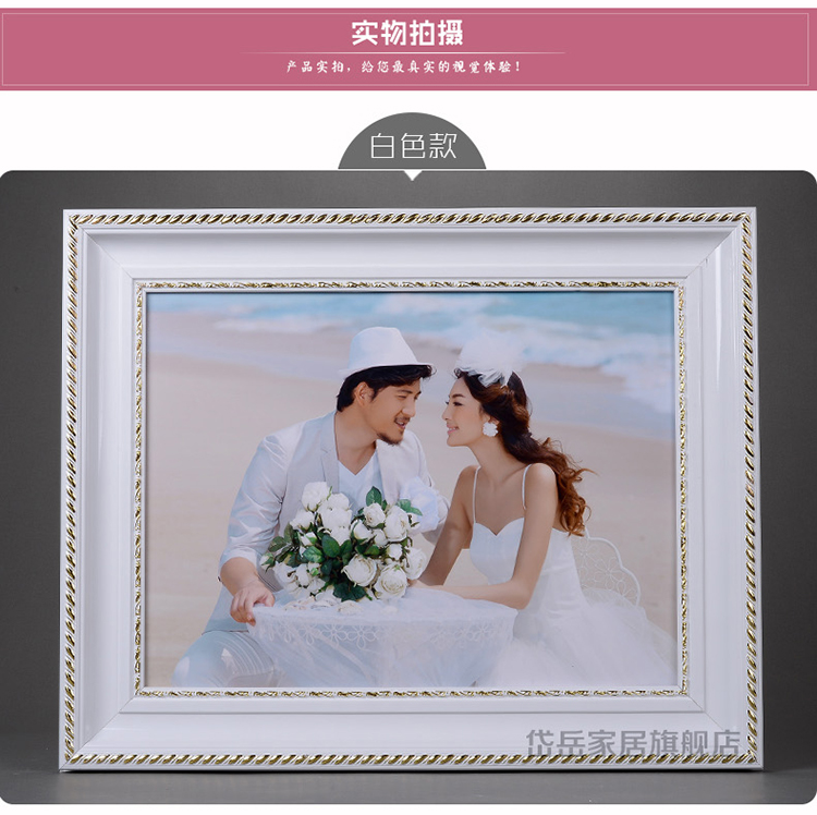 
                                        岱岳 欧式实木相框定制创意相框30 36 40寸全家福婚纱相框韩式相片推荐 香槟色 16寸30.5X40.6CM                