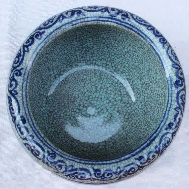 
                                        陶瓷鱼缸 大号青花裂纹瓷器鱼缸 乌龟缸睡莲盆碗莲花鱼缸陶瓷 大号                