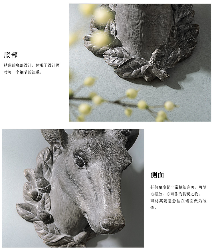 
                                        奇居良品美法式风水做旧树脂摆件蒙蒂复古招财鹿头壁挂壁饰 复古招财鹿头                