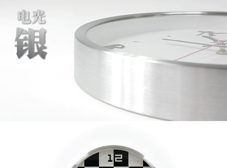 
                                        GeekCook钟国创意非空非白棋盘钟艺术时钟客厅 简约 静音金属挂钟 红面白框                