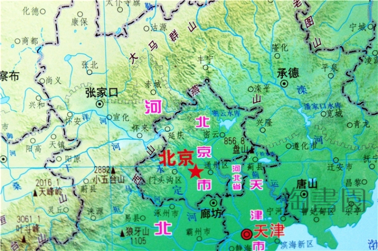 中国地图挂图地形地貌版挂绳挂图 1.