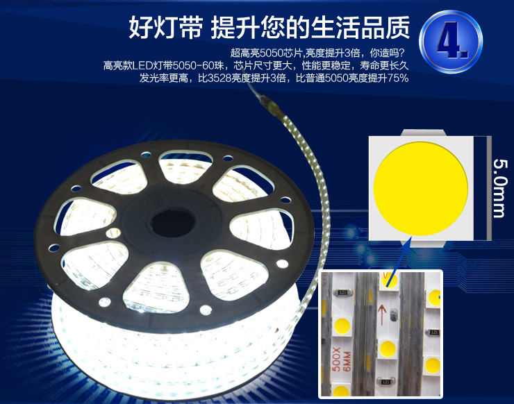
                                        FSL 佛山照明()led灯带灯管 5050芯片高亮贴片软灯条线灯防水光带暗槽吊顶霓虹A 10W-10mm-双排180珠-黄光                
