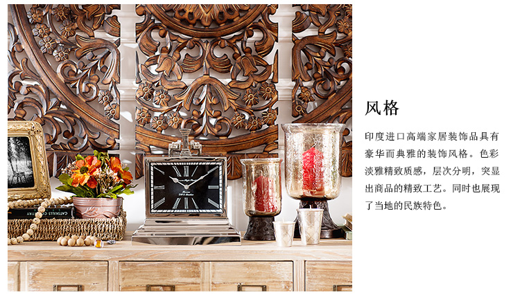 
                                        奇居良品（CREATE FOR LIFE） 印度进口现代书房装饰钟表 加里方形金属座钟                