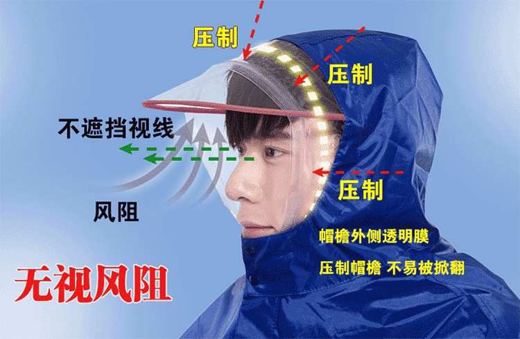 骑安单人雨衣电动车摩托车男女时尚可折叠大帽檐透明电瓶车雨衣加大加厚雨披 XXXXL紫红 XXXXL